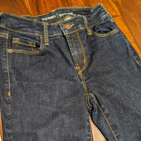 Old Navy The Rockstar Mid-Rise Sculpting Skinny Jeans, Dark Wash, Size 0 Petite - Picture 2 of 7